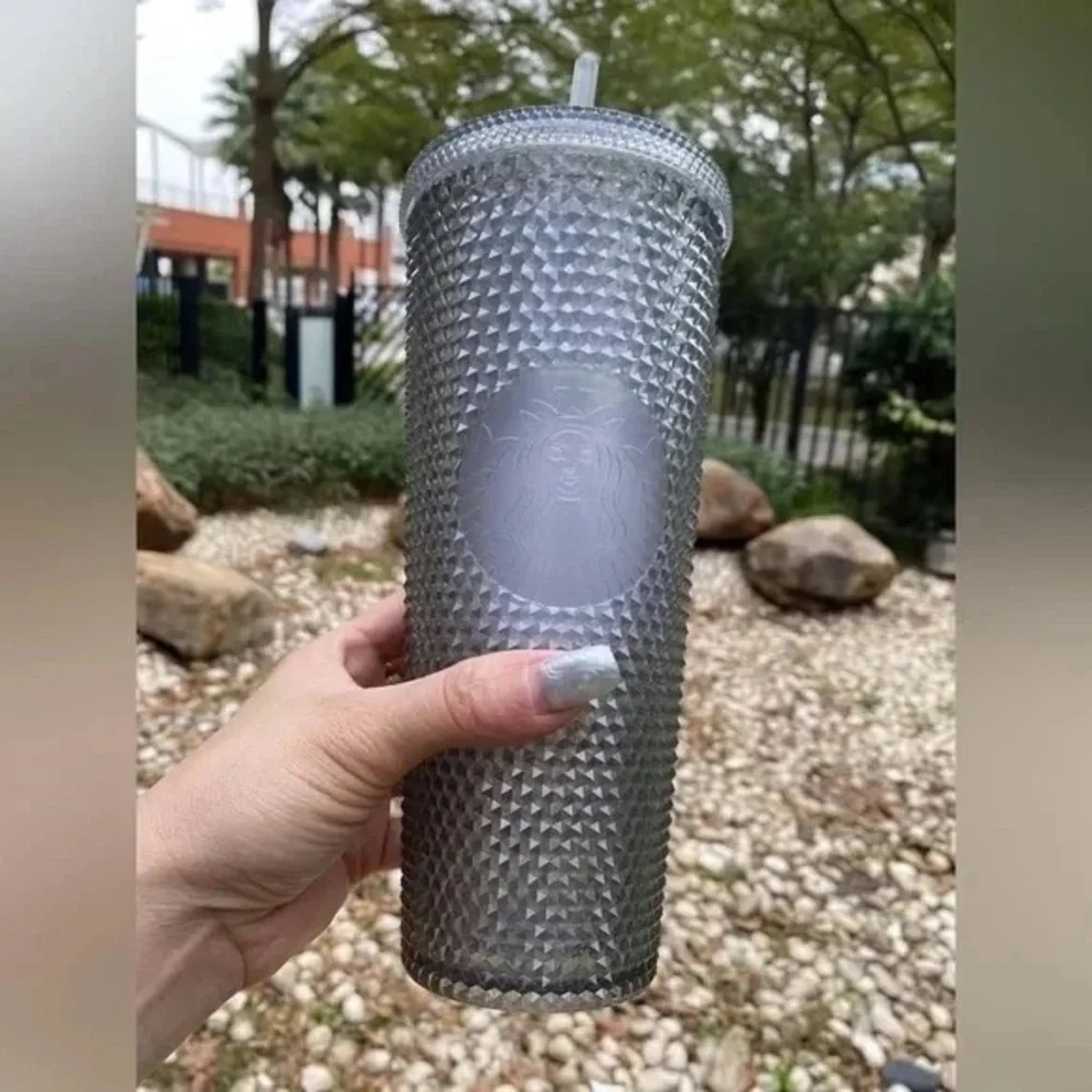 ❄️ Starbucks | 2021 Christmas Grey Silver Glitter Studded 24oz Tumbler Straw